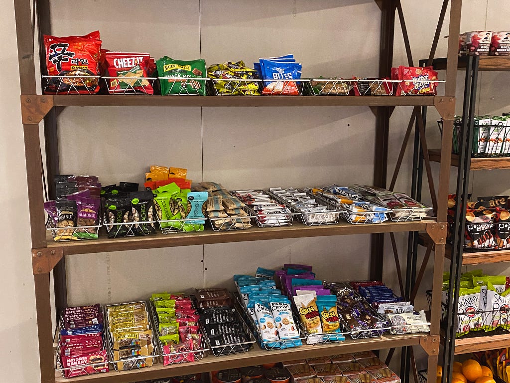 Some of the snacks available in the kitchen