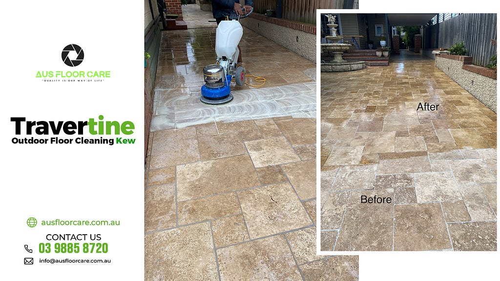 Travertine outdoor floor cleaning Kew