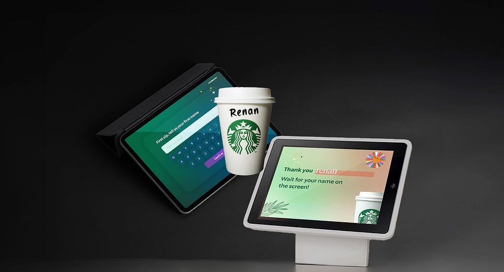 2 devices to insert names and a starbucks cup with Renan name on it