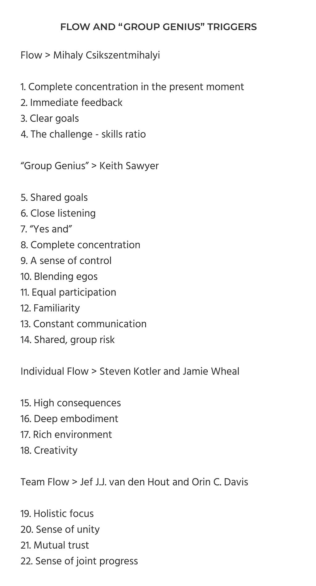 list of triggers for flow and “group genius”