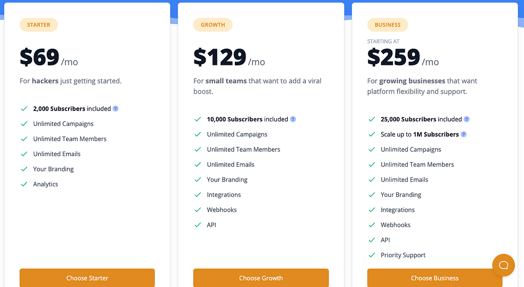 Prefinery three tier pricing