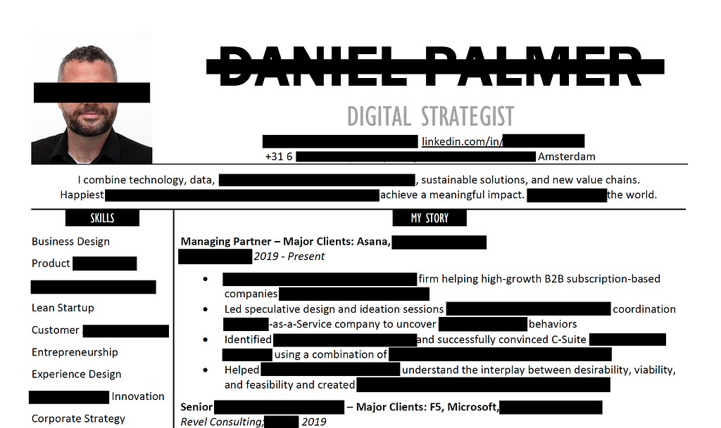 My CV, redacted