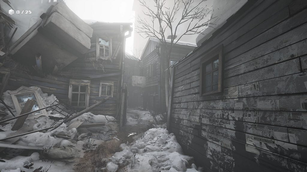 A screenshot from the final sequence of Indika, shown from a first-person perspective.