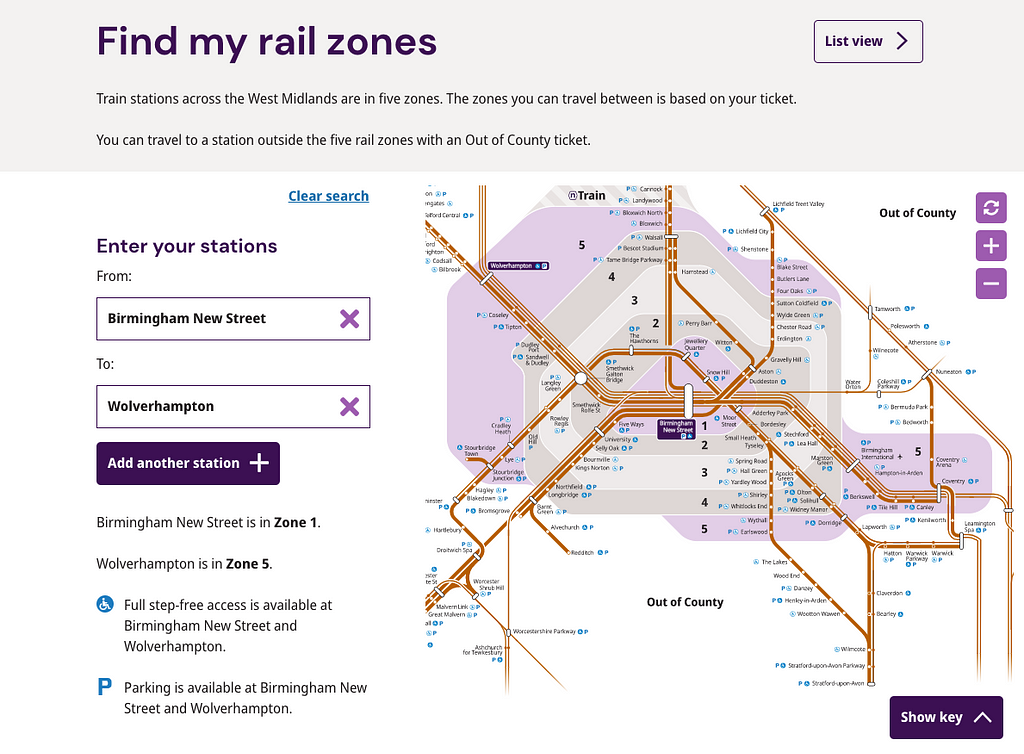 The find my rail zones service will help users find which rail zones they will travel between