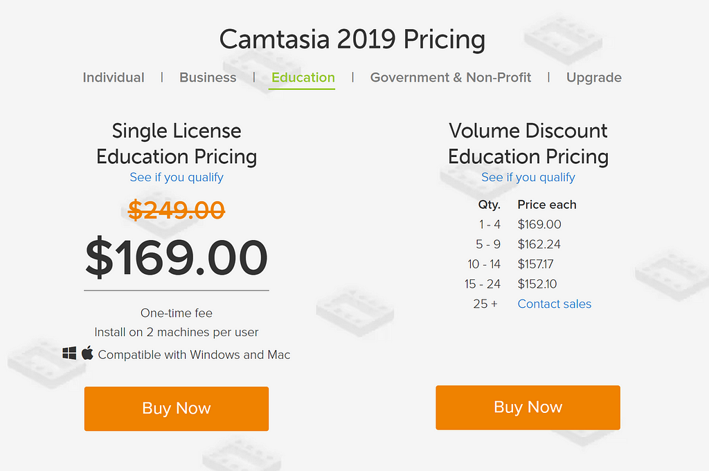 TechSmith Camtasia 2019 Education Discount Coupon Code Cost Pricing