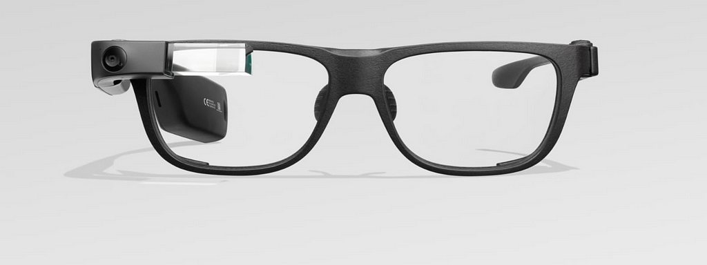 Google Glass, dispositivo do Google de realidade aumentada.