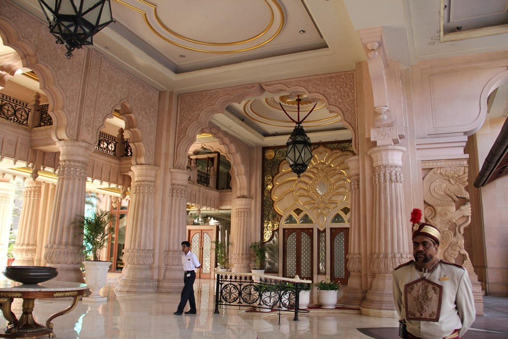 Picture of the indoor lobby of the Leela Bangalore. Wow x 2.