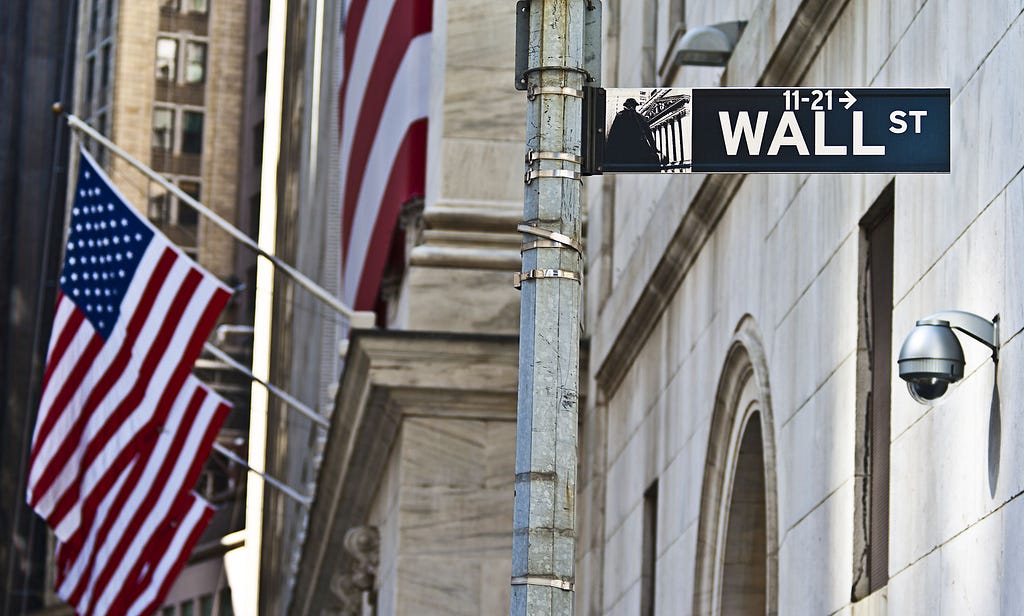 The Wall Street in Manhattan, New York.