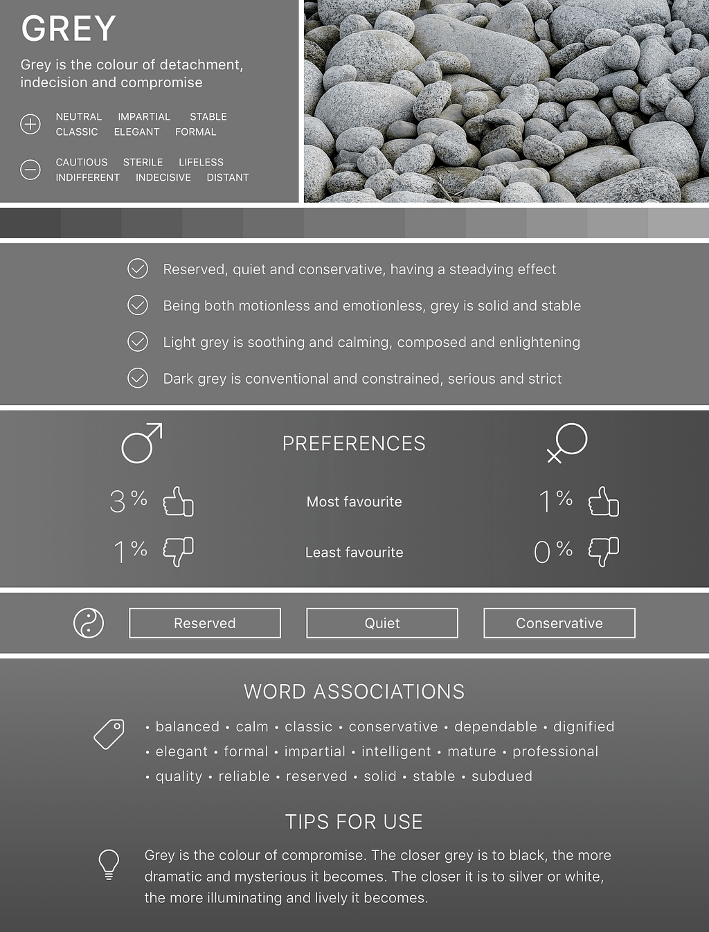 Infographic for the colour grey