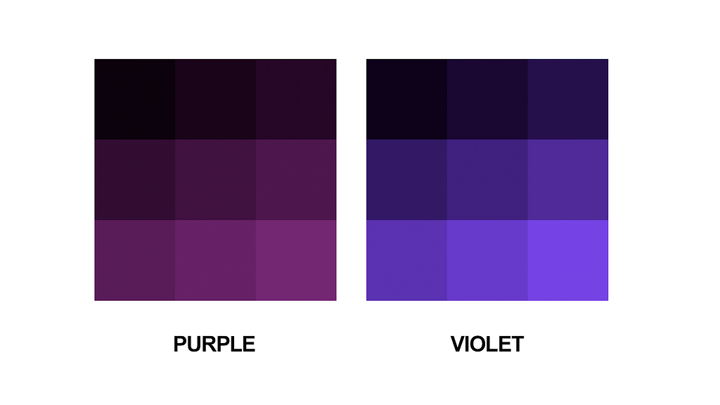 Purple color palette and violet color palette.