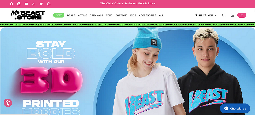 MrBeast Store Website Screenshot