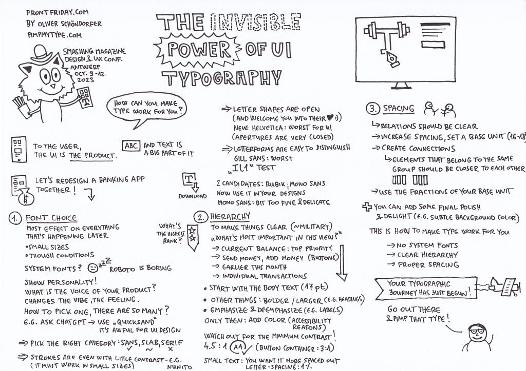 The Invisible Power of UI Typography by Oliver Schöndorfer — my sketchnote