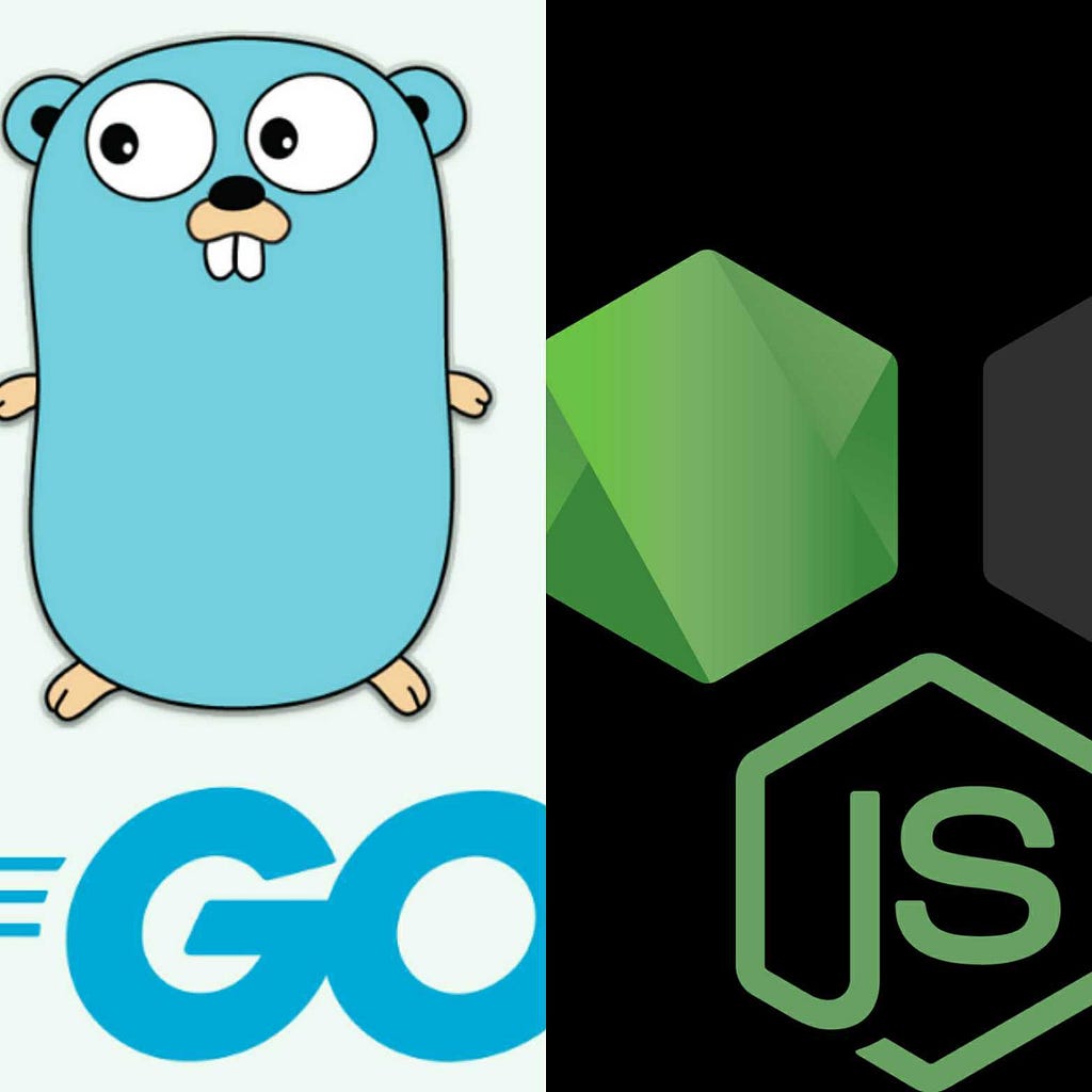 The Golang and NodeJS logos