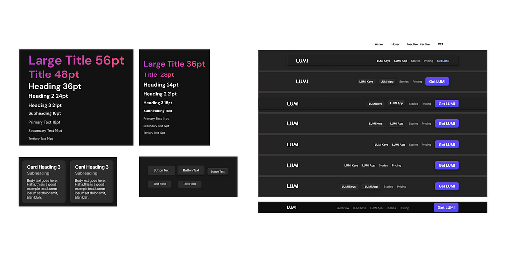 Font styles, button styles and navigation bar iterations