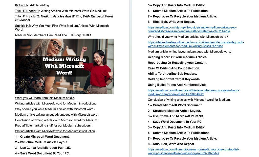 Medium Articles And Writing With Microsoft Word On Medium Guide Article Layout And Structure