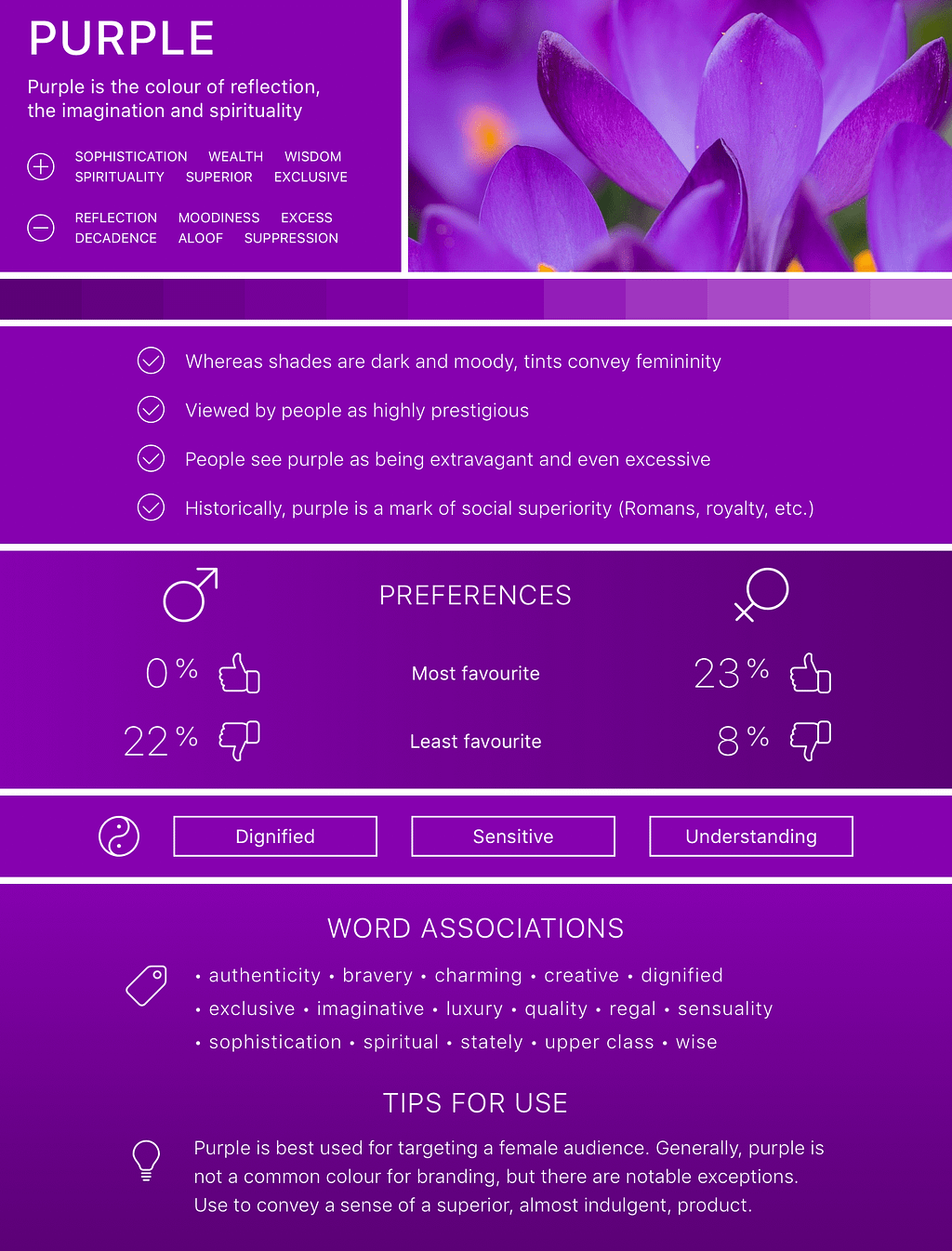 Infographic for the colour purple