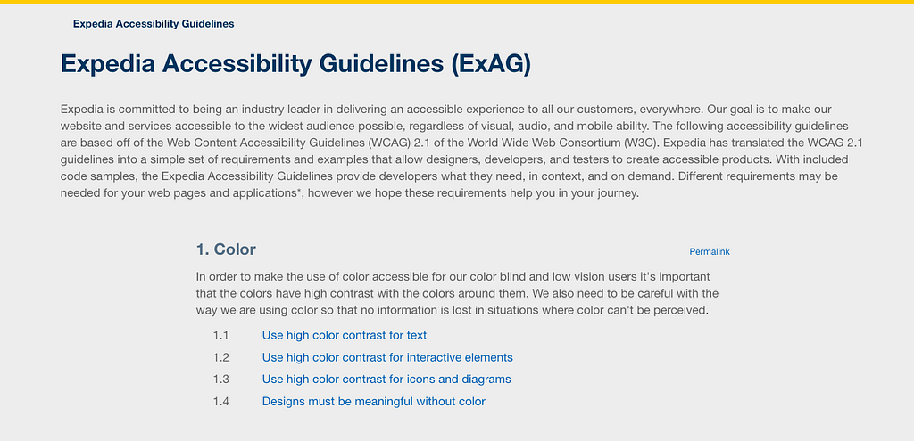 A list of guidelines related to colour that have been translated from W3C’s WCAG for the Expedia product teams