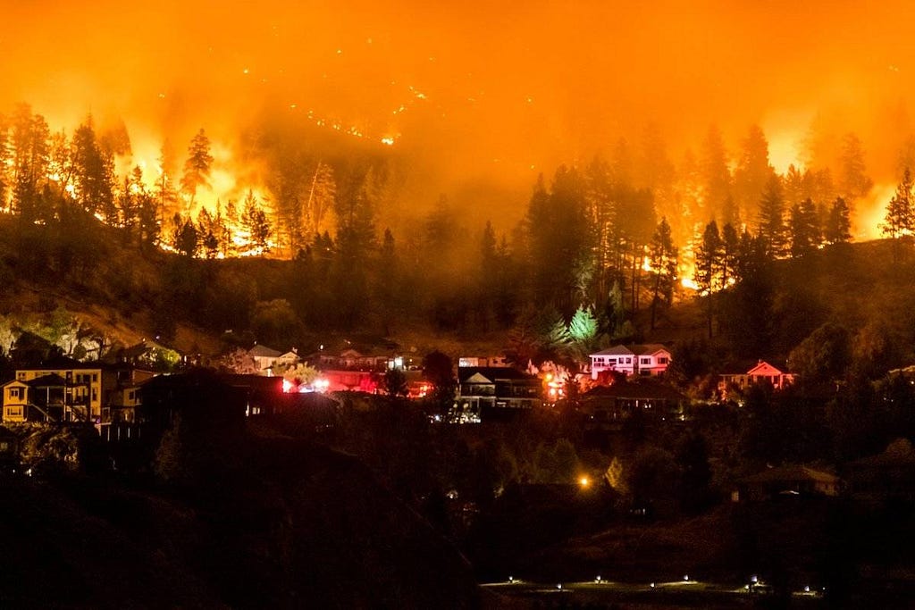 Wildfire in Penticton, BC, Canada, August 2021