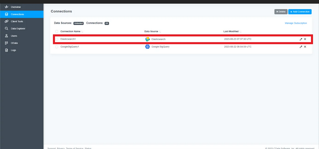 Showing Available Databases in CData Connect Cloud