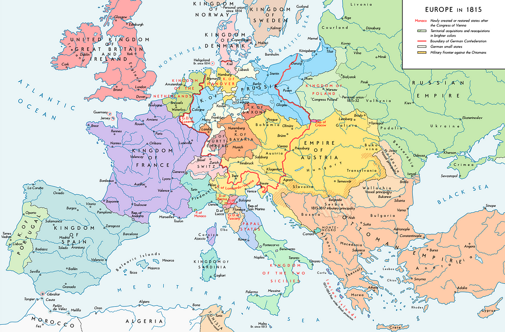 Europe at the end of Napoleonic Wars