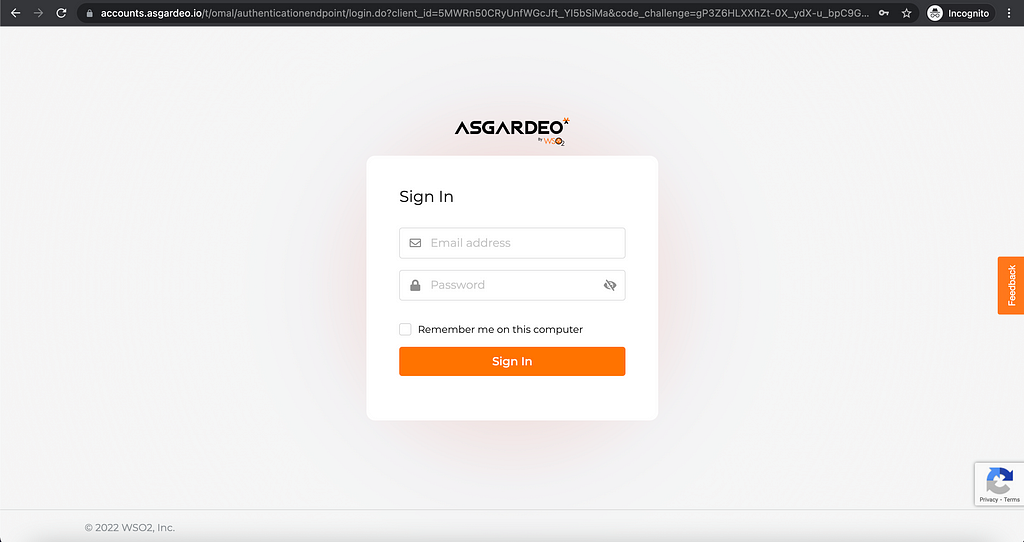 Asgardeo Login Page