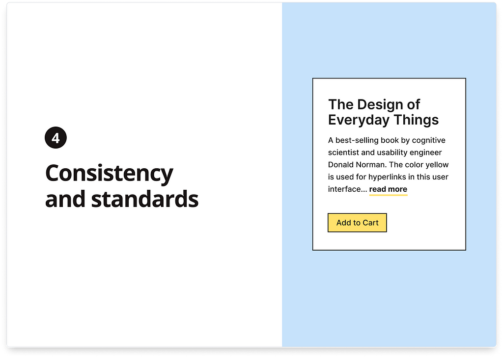 Graphics image for heuristics number 4 “Consistency and standards”