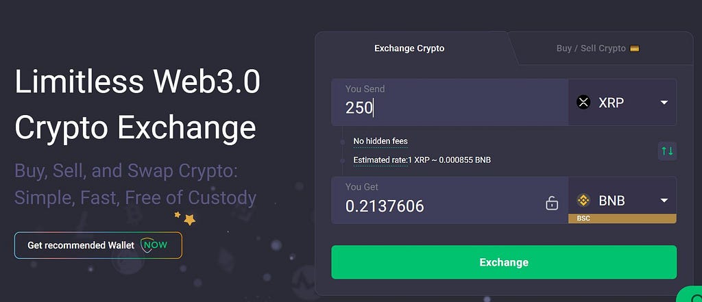 swap XRP for BNB with ChangeNow