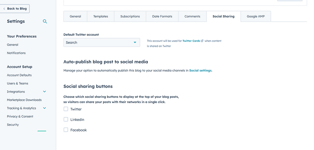 Blog listing page socials removal