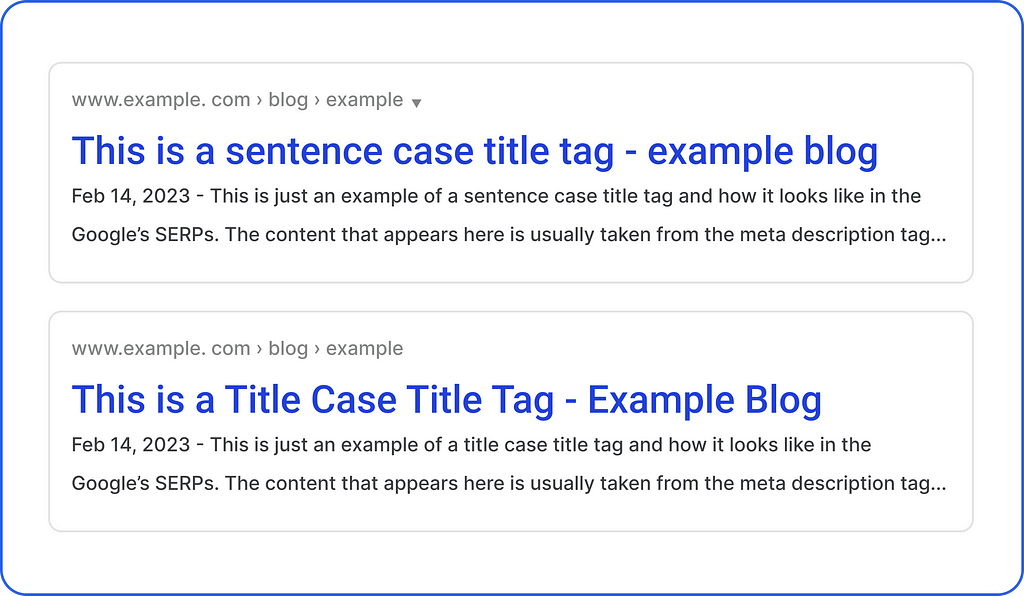 Write your title tag in title case and not sentence case