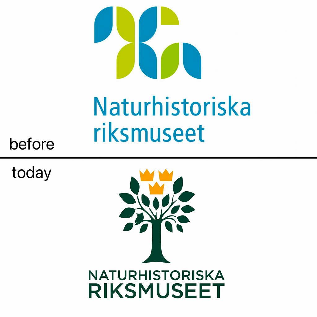 Comparison of old and new logos of the Swedish Museum of Natural History.