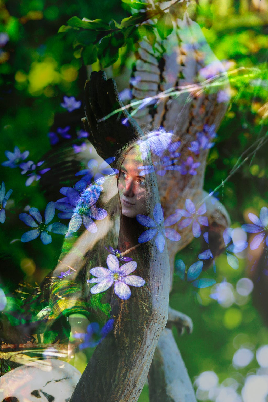 Digital artwork of a woman in the forest