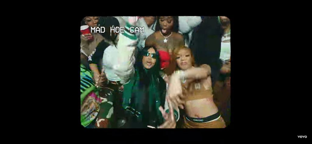Screenshot of GloRilla and Cardi B for the music video for “Tommorow 2”.