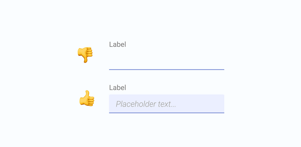 Bad and good example of text fields