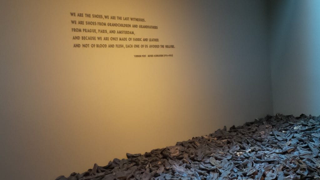 Haunting image of the shoes of the victims of the Holocaust. Holocaust Museum — Image SHC/2018