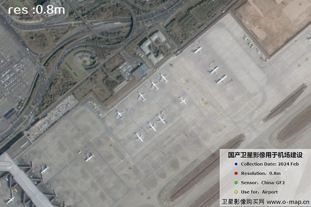 Airport satellite images taken by 0.8m GF2 satellite