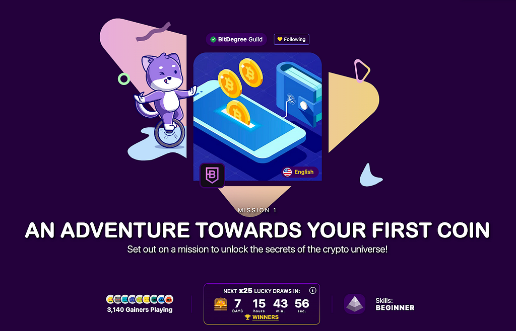 “An Adventure Towards Your First Coin” BitDegree Mission.