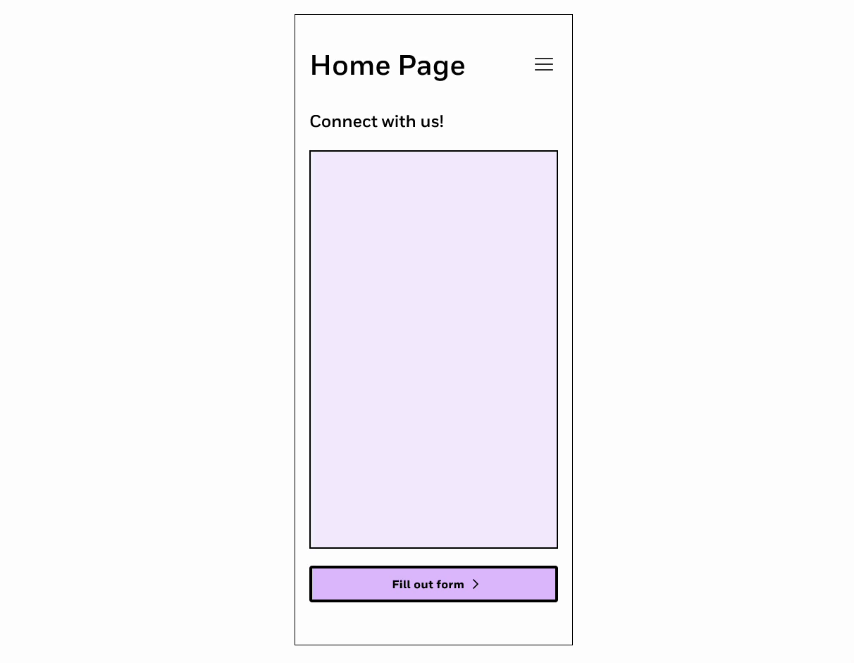 Figma prototype showing a Home screen and navigating to page 1 of 3, then to page 2 of 3, then 3 of 3, to then navigate back to the home page. Then, navigating back to the form and returning to page 3 of 3.