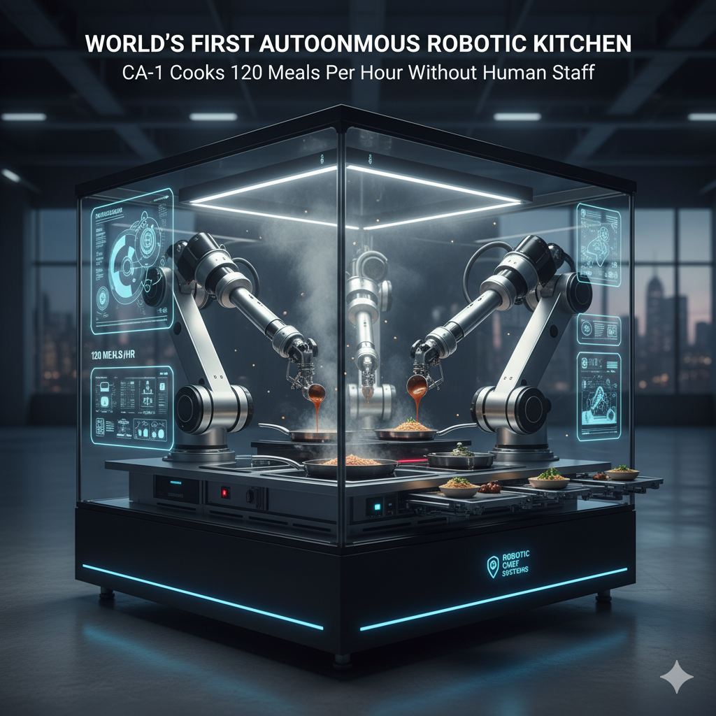 World’s First Autonomous Robotic Kitchen: CA-1 Cooks 120 Meals Per Hour Without Human Staff