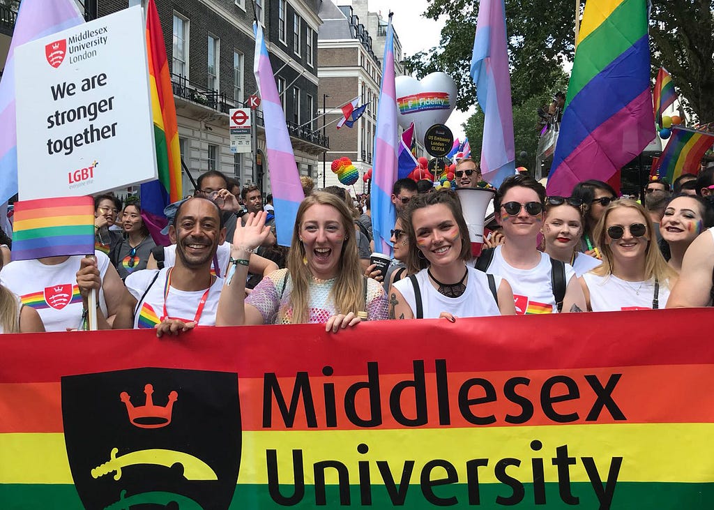 Middlesex University staff and students at Pride in London 2018