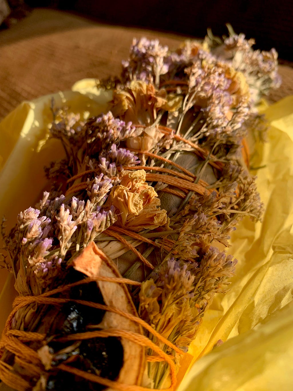 a bouquet of dried flowers