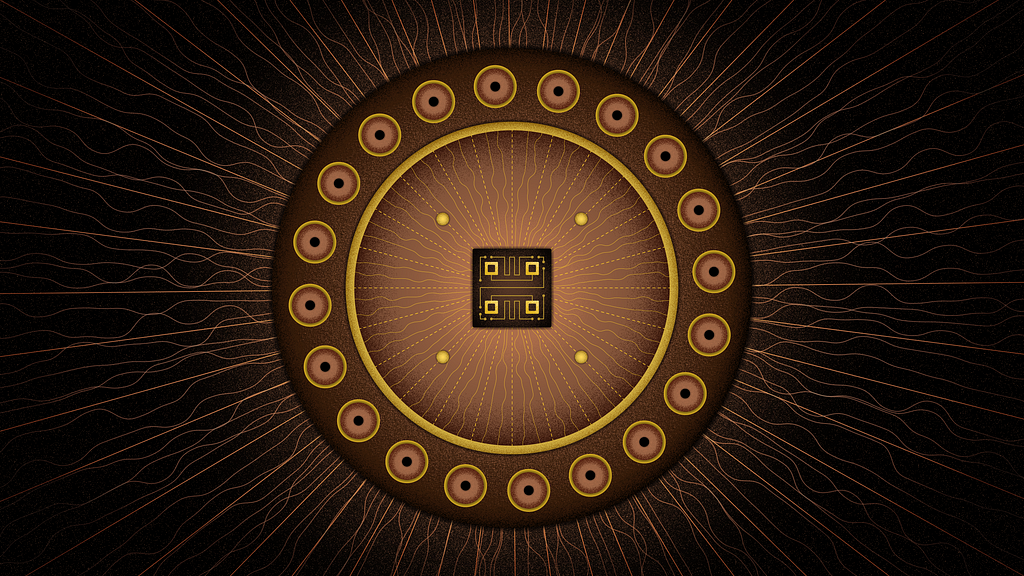 Artistic representation of qubit chip housing