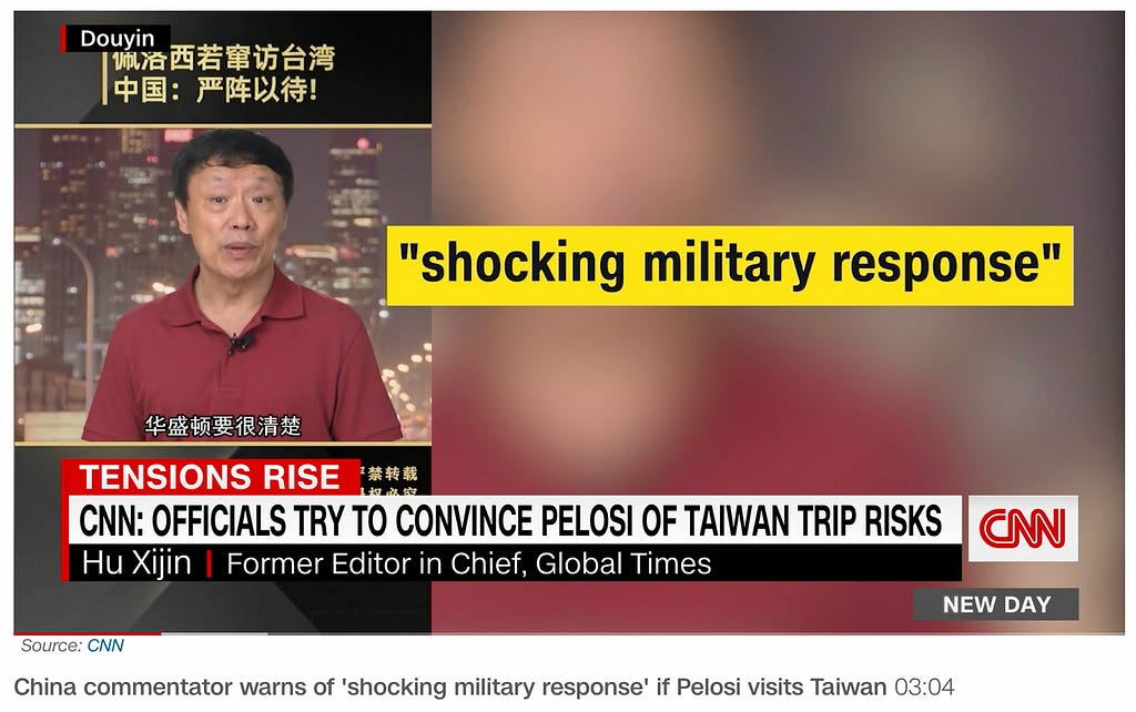 China commentator warns of “shocking military response” if U.S. House Speaker Nancy Pelosi visit Taiwan — CNN