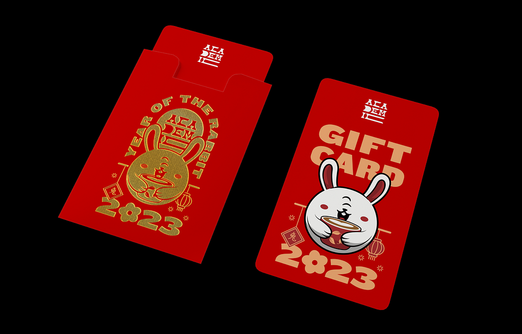 First-round designs for Academic Coffee’s Lunar New Year gift cards w/hóngbāo or “lucky money” envelopes