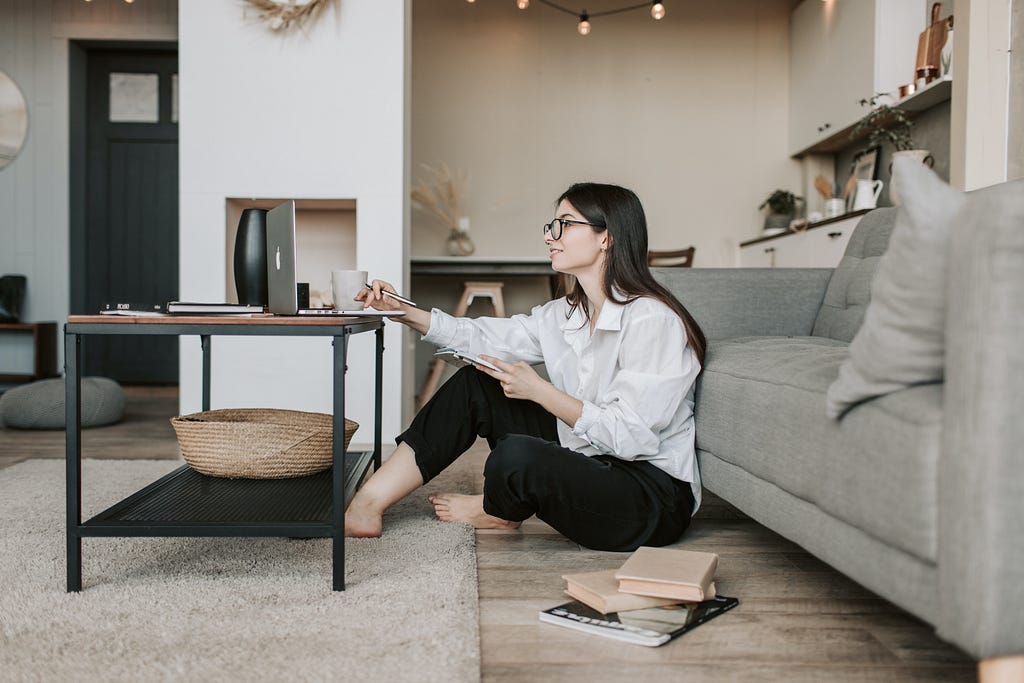 A programmer sitting and programming