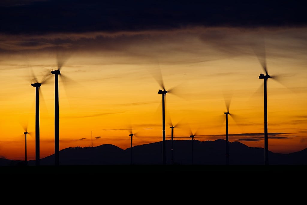 An image showing wind turbines