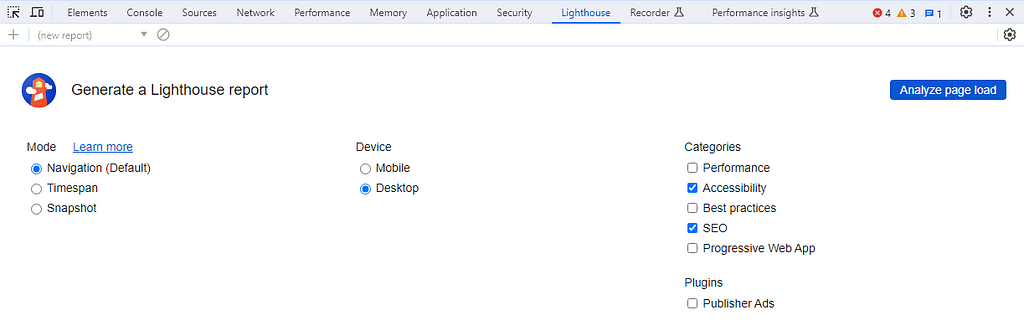 tool Lighthouse ใน google chrome