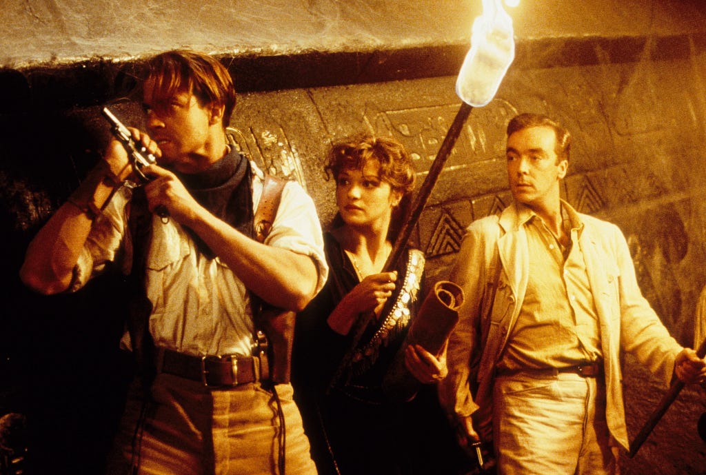 Brendan Fraser, Rachel Weisz, and John Hannah in The Mummy