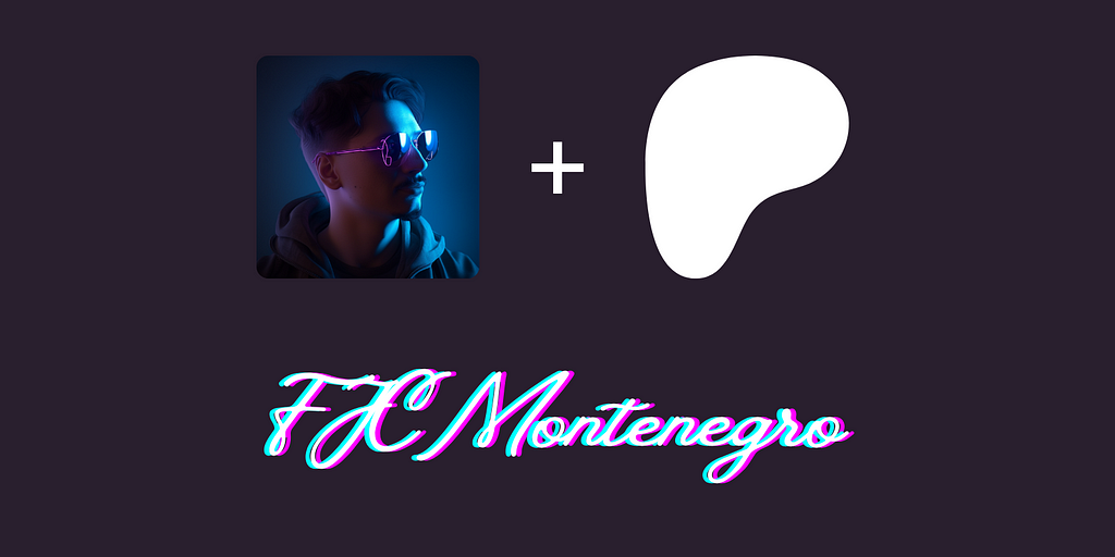 FM’s profile picture next to Patreon’s logo, combined with a vibrant neon sign that reads “FJCMontenegro” in cursive script, all set against a dark purple background.