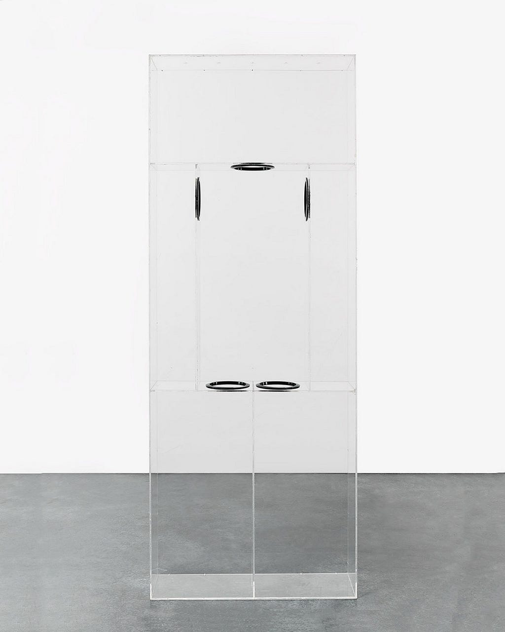 A clear box shape containing a head section, two arm sections, two leg sections and a torso section.