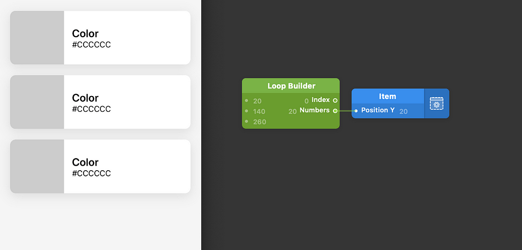 A Loop Builder patch connected to a Position Y patch.